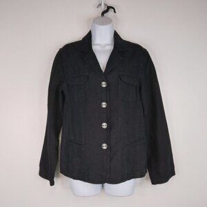 J. Jill 100% Linen Black Light Blazer Jacket Size S